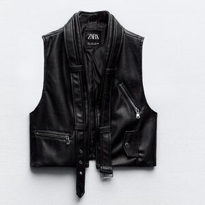 NWOT ZARA FAUL LEATHER BIKER VEST- SIZE MEDIUM